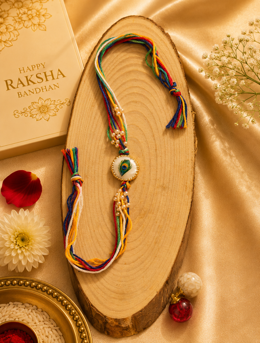 Handmade Feather Charm Rakhi