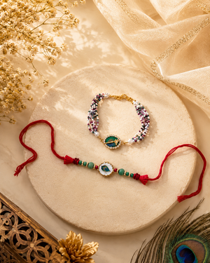 Peacock Charm Rakhi set combo