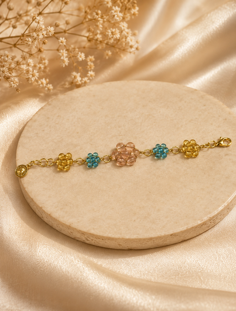 Pastel Flower & Crystal Bloom Bracelet
