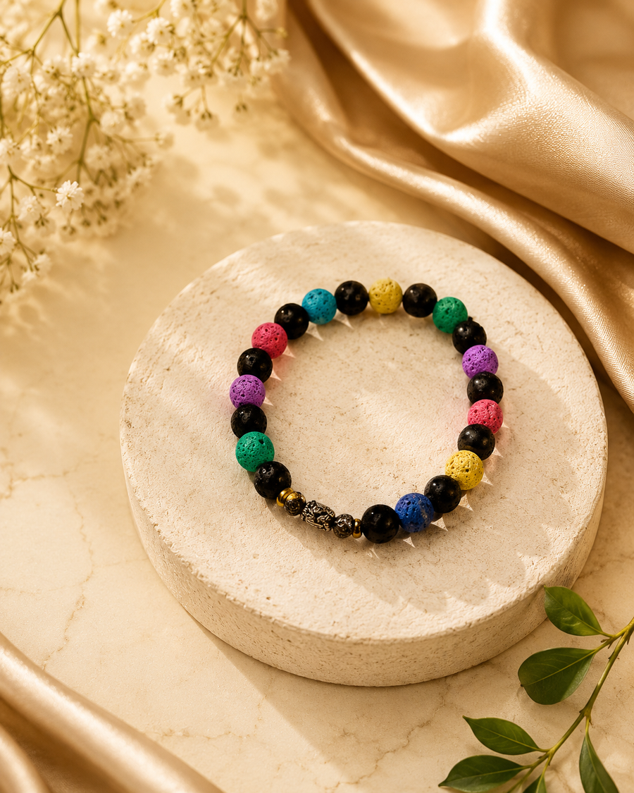 Rainbow Lava Bead Bracelet