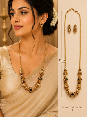 Traditional  Nakshi Gold Bead Necklace Set