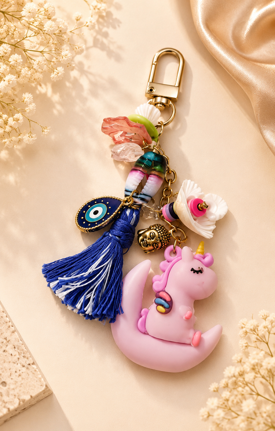 Pink Unicorn Evil Eye Charm