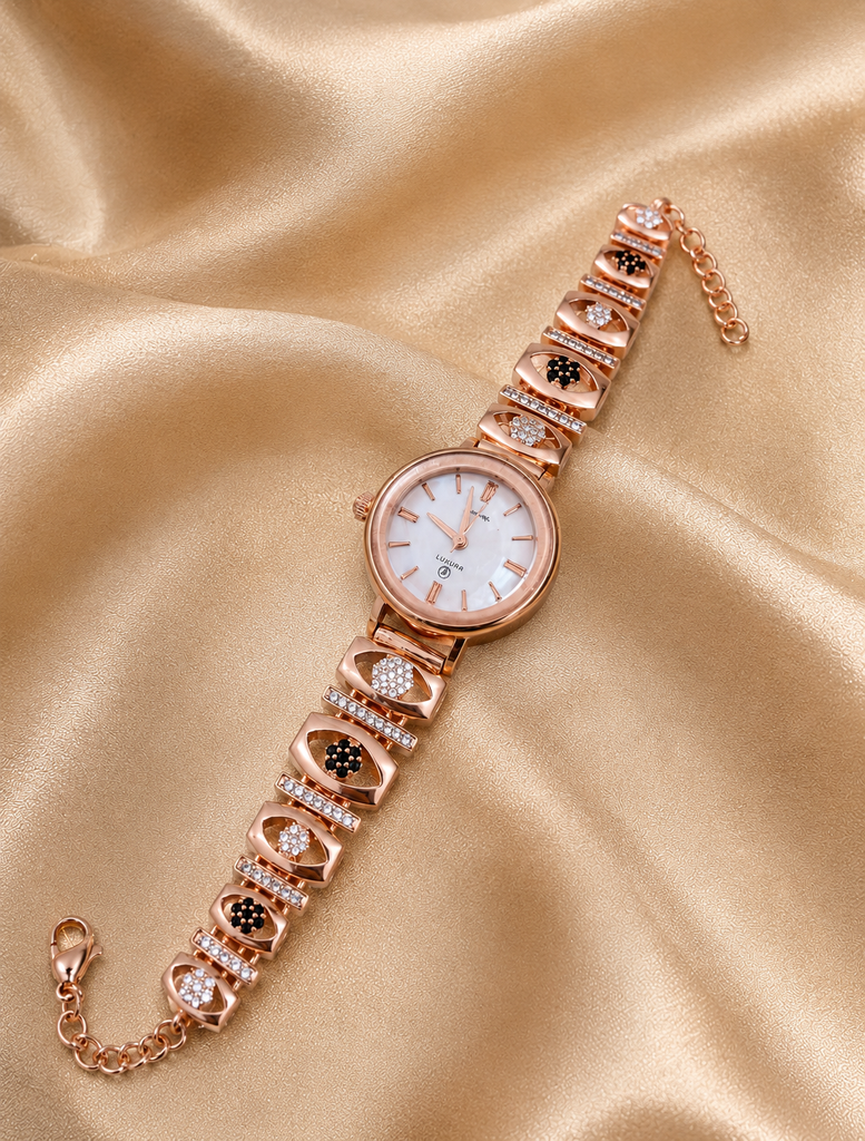 Rose Gold Crystal Bracelet Watch