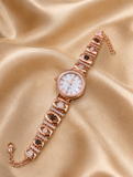 Rose Gold Crystal Bracelet Watch