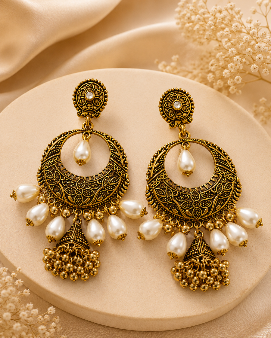 Royal Pearl Chandbalis Jumkas