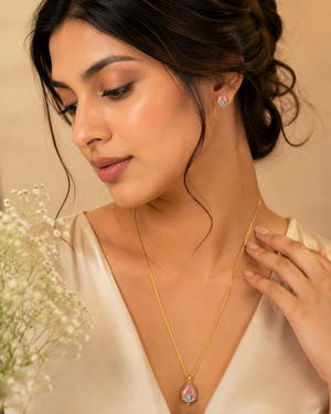 Blush Stone Pendant chain set