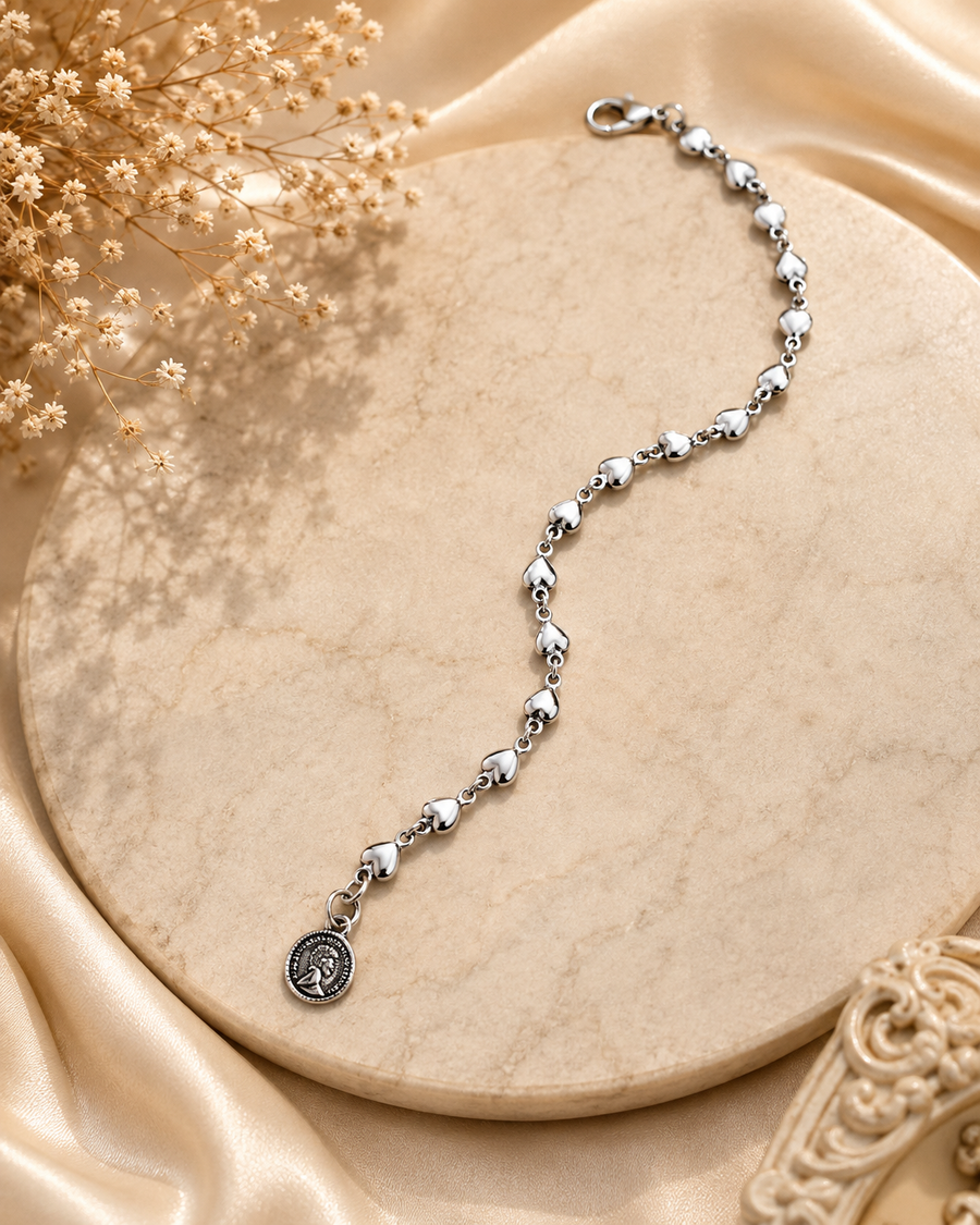 Heart Link Charm Bracelet