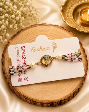 Multicolored beads & peacock Charm bracelet