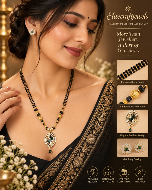 Elegant Green Pendant Mangalsutra Set