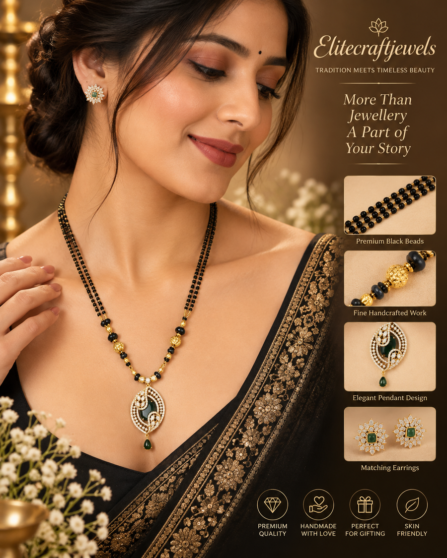 Elegant Green Pendant Mangalsutra Set