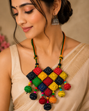 Multicolor Handcrafted Fabric Statement Necklace