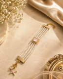 Pink kundan Pearl Statement Bracelet