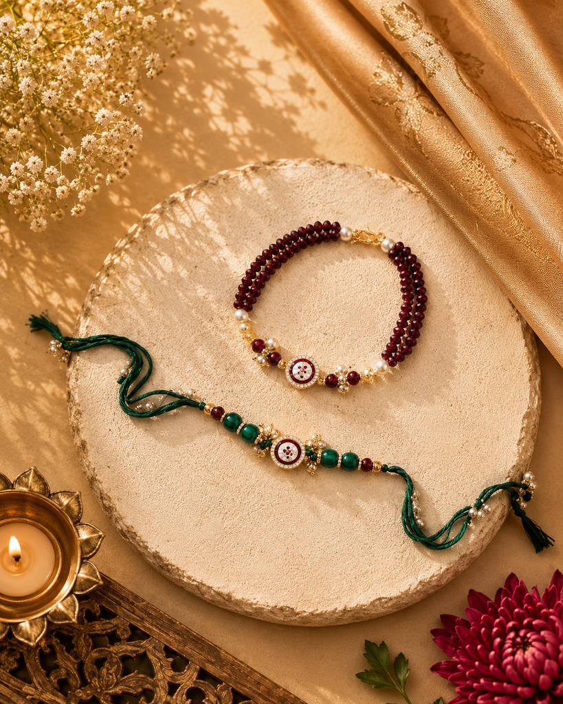 Heritage meenakari kundan&beaads Rakhi Bracelet Combo