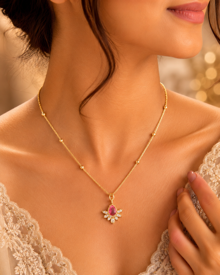 Antitranish & adjustable Blossom Stone Pendant Chain