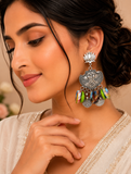 Lotus Oxidised Statement Earrings