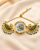 Customised Meenakari Kundan & peacock Diall Jewellery Watch