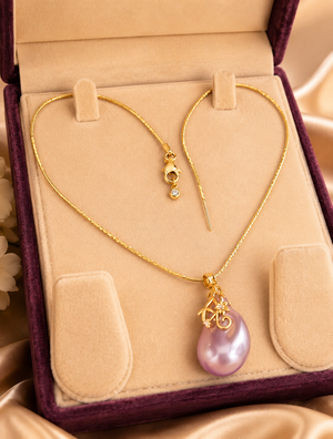 Lavender Premium Pearl Pendant & Antitranish adjustable chain