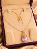 Lavender Premium Pearl Pendant & Antitranish adjustable chain