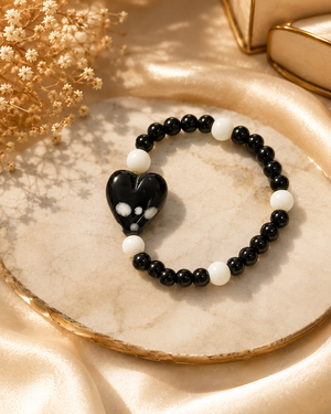 Monochrome Heart Beaded Bracelet