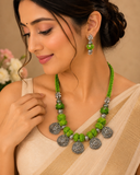 Peacock Charm Thread Jewellery Set