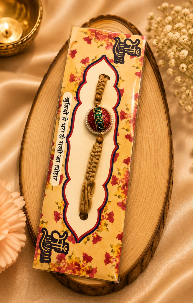 Traditional Woven  Meenakari kundan Rakhi