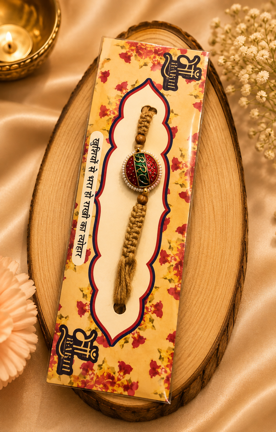 Traditional Woven  Meenakari kundan Rakhi