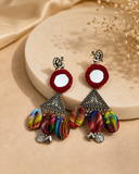 Handmade Oxidised  Mirror Boho Dangler Earring