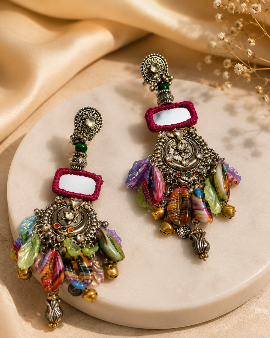 Mirror Tribal Dangler Earrings