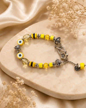 Designer beads & evil eye beads & toggle clasp bracelet
