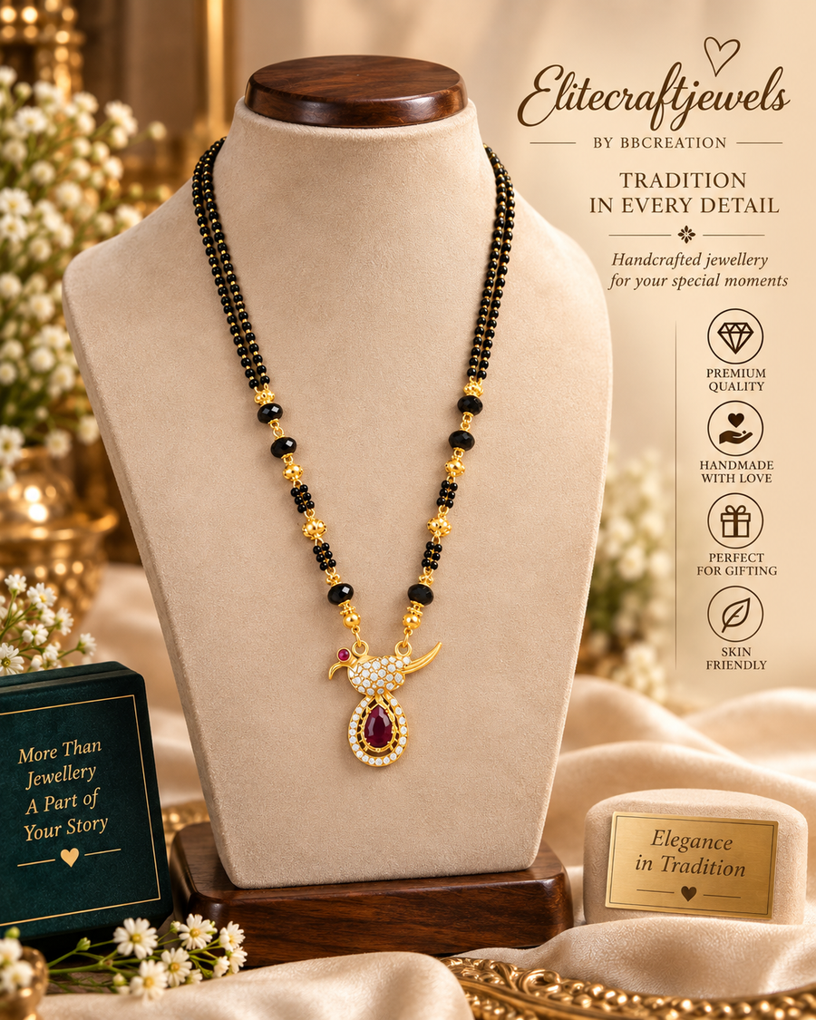 Traditional Peacock Pendant Mangalsutra without earning