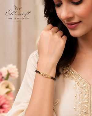 Ad Stone  & Black Bead Bracelet & Mangalsutra
