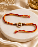 Traditional Elephant 🐘 kundan , wooden beads, and braided red-yellow colour thread Rakhi