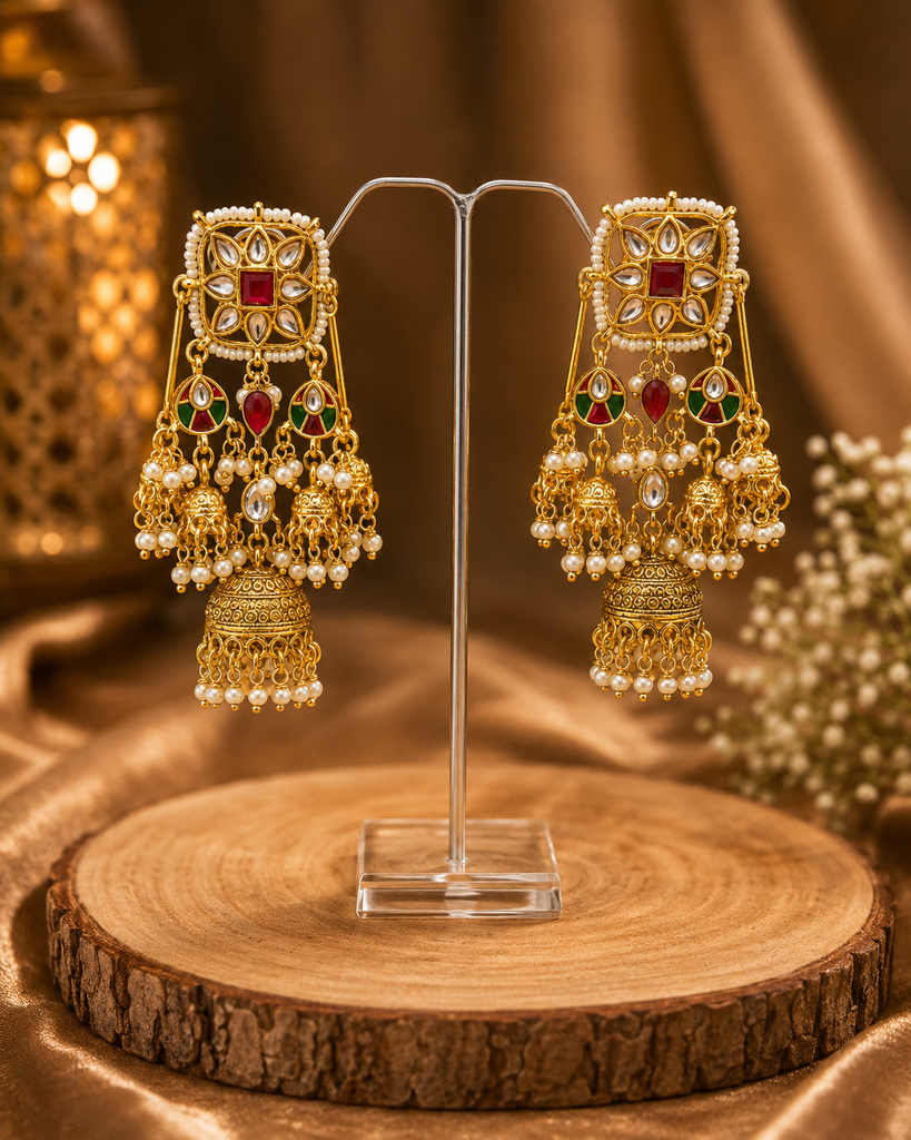 Royal Kundan multiple  Jhumka Earrings