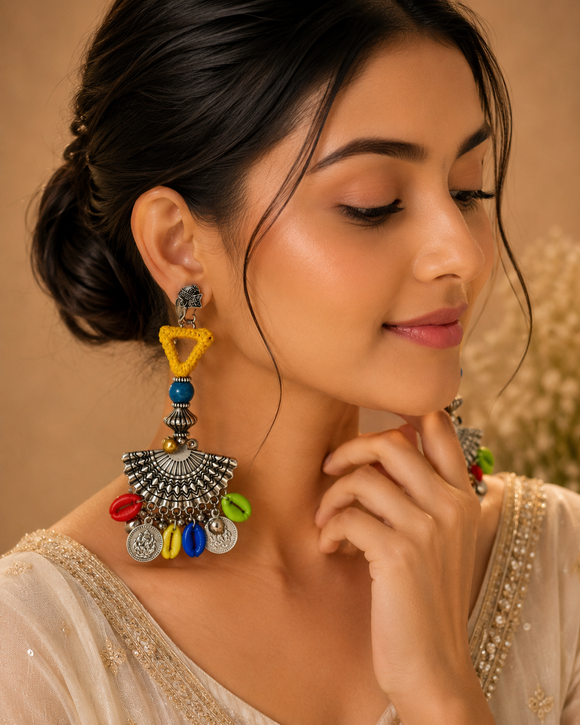 Handmade Oxidised Dangler Earrings