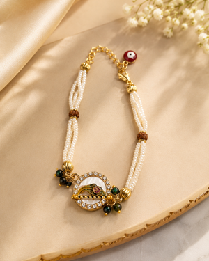 Pearl Rudraksha Designer Rakhi & Bracelet