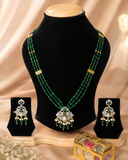 Emerald Beaded & Peacock 🦚 pendet Necklace set