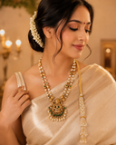 Customised Stone & Nakshi Pendent set with premium pearl & Nakshi balls