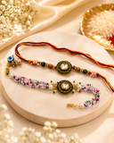 Traditional  Kundan Rakhi Combo Set