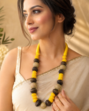 Handcrafted Yellow Beaded Necklace set