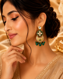 Royal Green kundan Statement Earings