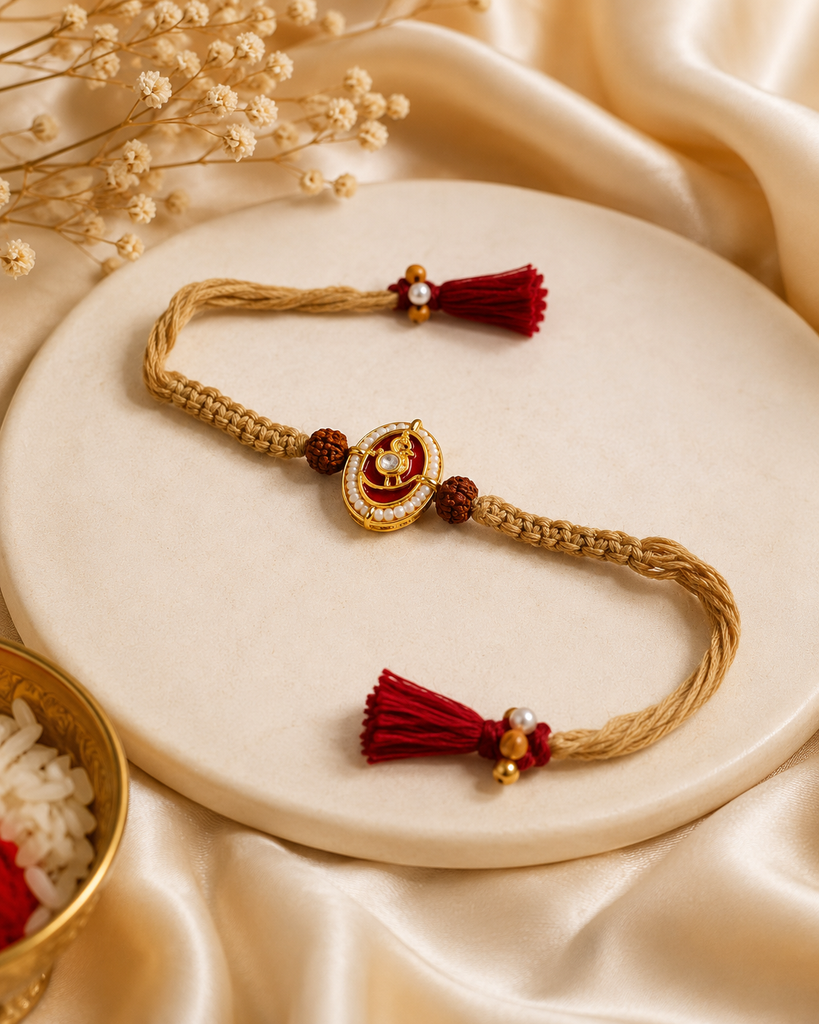 Divine Rudraksha & premium peacock 🦚 kundan Rakhi