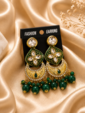 Royal Green kundan Statement Earings