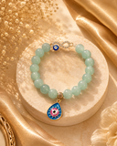 Aqua Evil Eye  infinity beads Bracelet