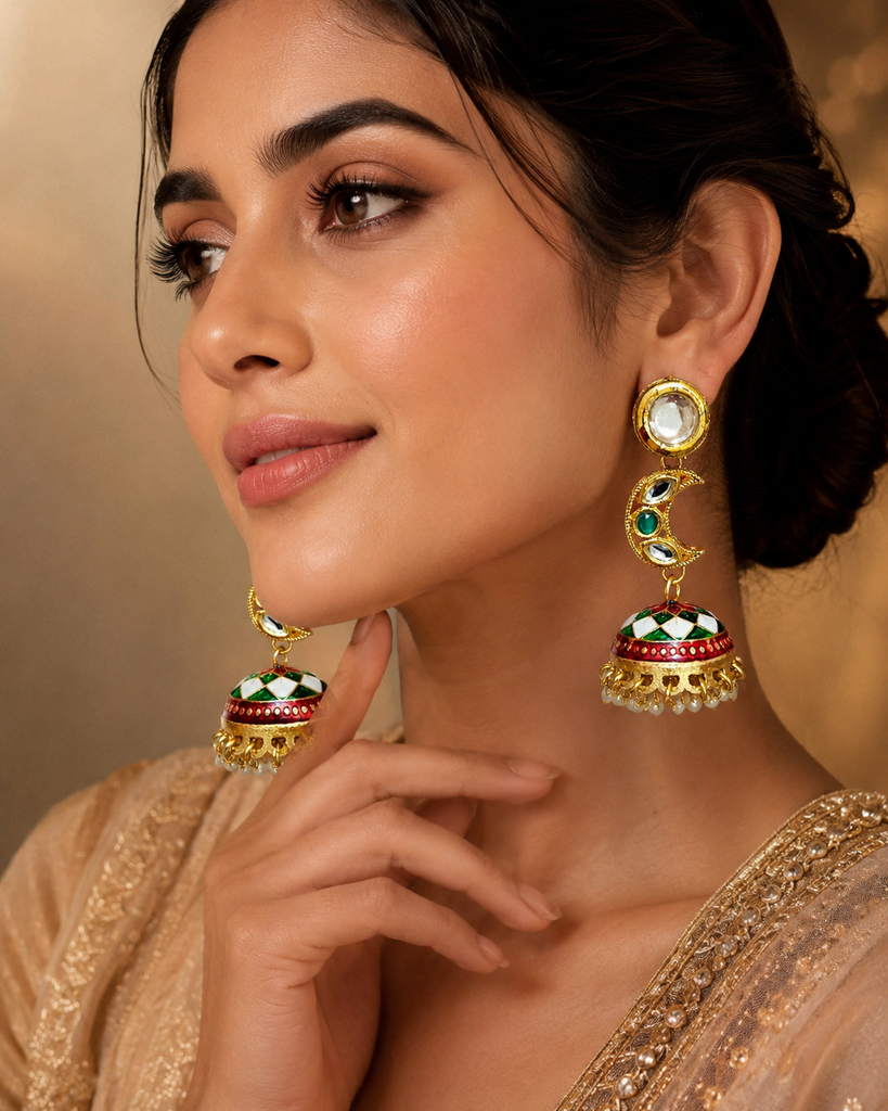 Meenakari Jhumka Drop Earrings