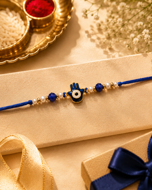 Blue Hamsa Pearl Rakhi