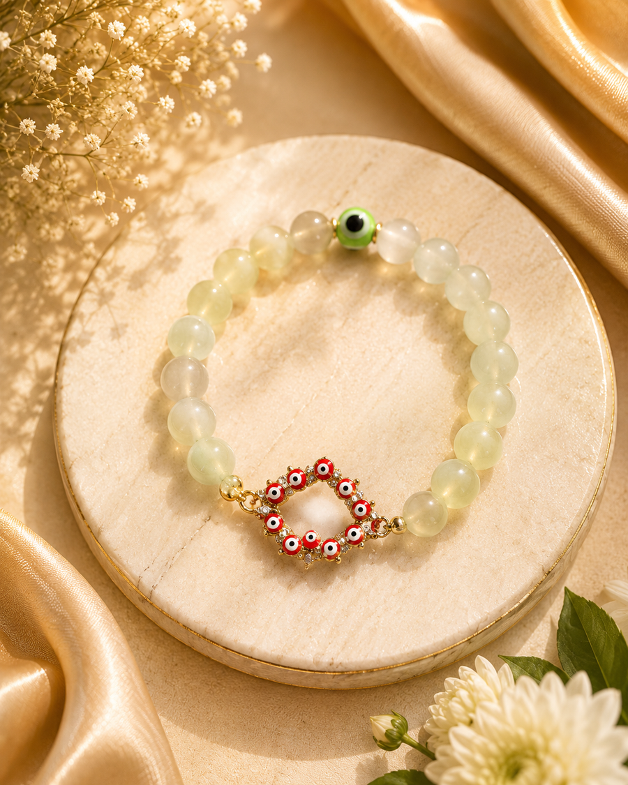 Green Evil Eye charm beads Bracelet