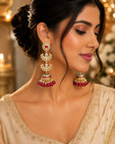 Royal Kundan Chandbali Meenakari Jhumka Drops