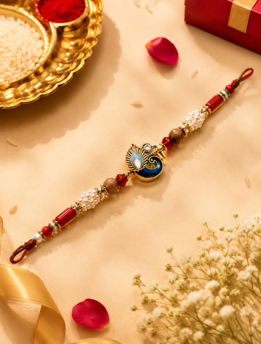Royal Peacock Pearl Rakhi