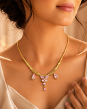 Handmade designer premium Pink Crystal Drop Pink Statement necklace