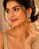 Heritage Designer  Floral Kundan & Meenakari Tumble Beaded Jewellery Set